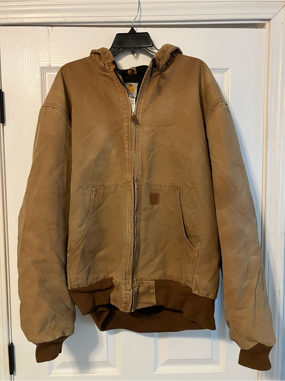 Vtg Carhartt Jacket Mens XL Brown Distressed Canvas Full Zip J160 BRN *Read Desc - Picture 1 of 3